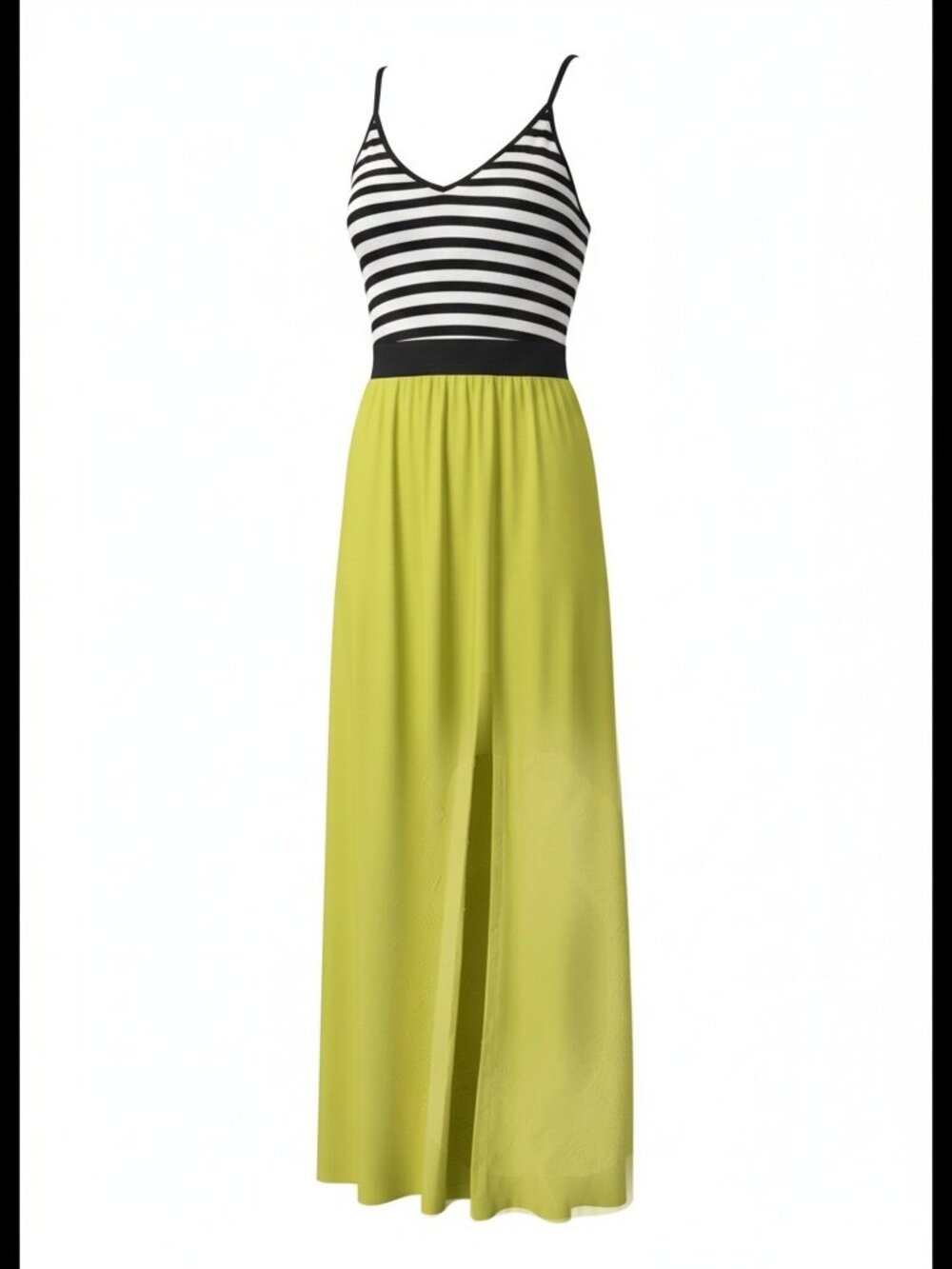 THML Striped Cami Neon Yellow Maxi Dress NWT Size XS